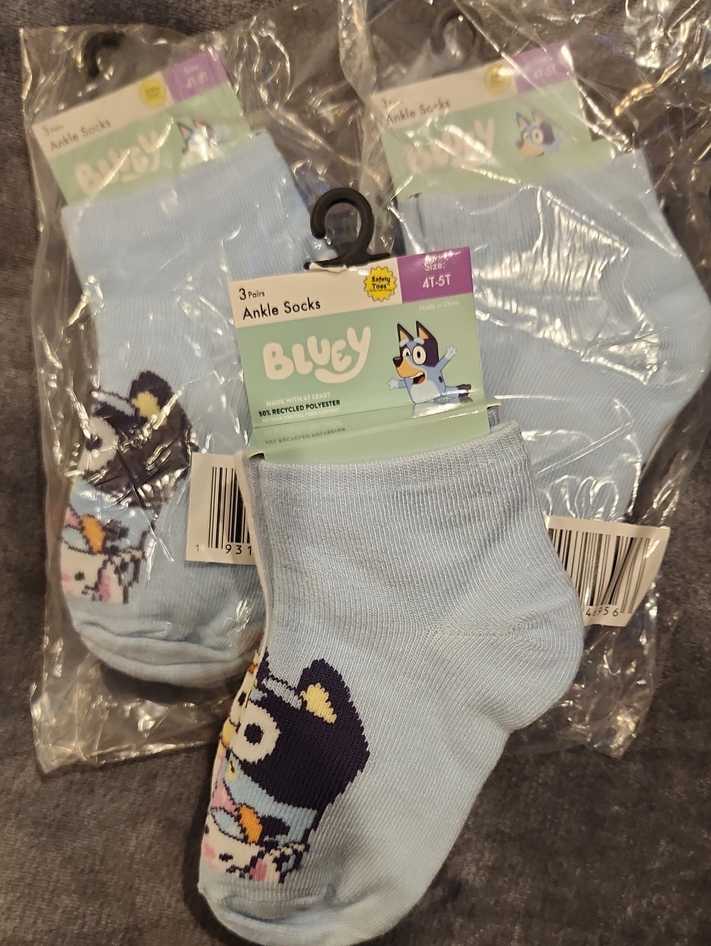 Bluey Ankle Socks with Cartoon Character (3-Pack) 9 Pair